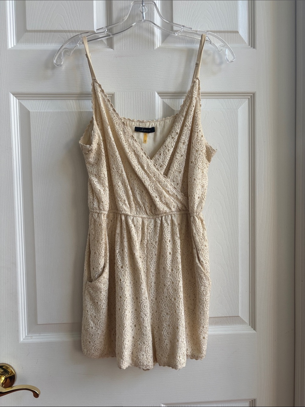 Soprano Cream Lace Romper with Surplice Neck